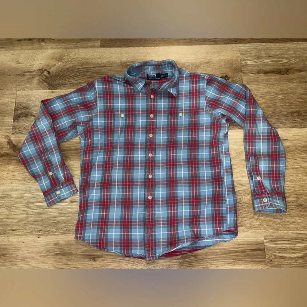 Polo by Ralph Lauren Blue and Red Casual Button Down Shirt